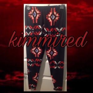 Red/Black/White/Blue Tribal Leggings ~ Plus Size